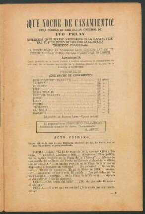 ¡Qué noche de casamiento! : Pieza cómica en tres actos, original