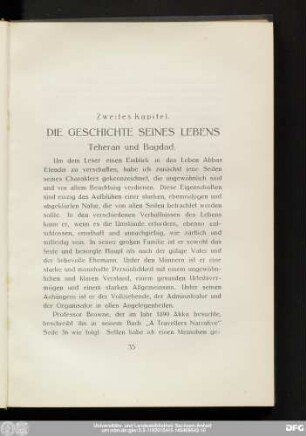 Zweites Kapitel. Die Geschichte Seines Lebens Teheran und Bagdad.
