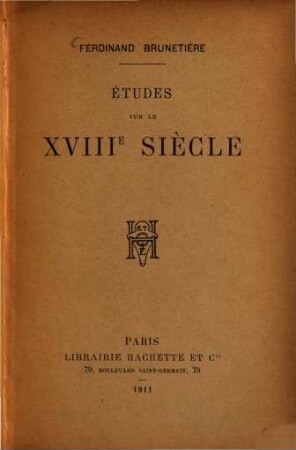 Études sur le XVIIIe siècle