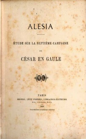 Alesia : étude sur la septième campagne de César en Gaule