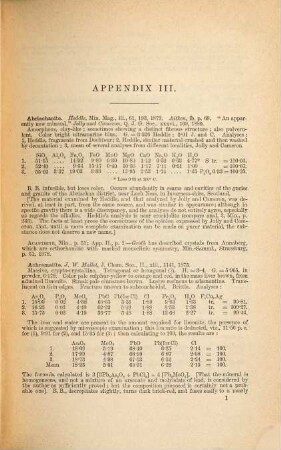 Appendix to the fifth edition of Dana's mineralogy, 3. Third appendix to the fifth edition of Dana's mineralogy