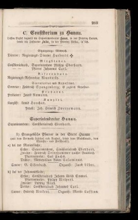C. Consistorium zu Hanau.