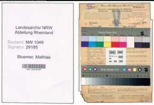 Entnazifizierung Mathias Bloemer , geb. 06.01.1894 (Kohlenhaendler)