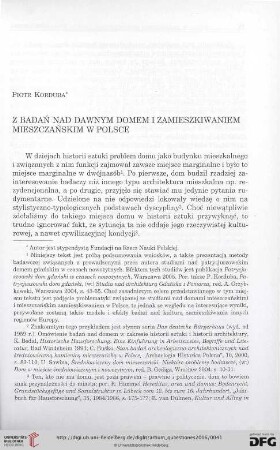 17: Z badań nad dawnym domem i zamieszkiwaniem mieszczańskim w Polsce