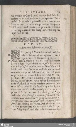 Cap. XVI. Mundum hunc à seipso non extitisse