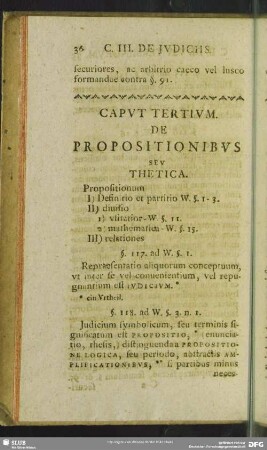 Caput Tertium. De Propositionibus Seu Thetica