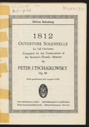 1812 : ouverture solennelle for full orchestra : op. 49