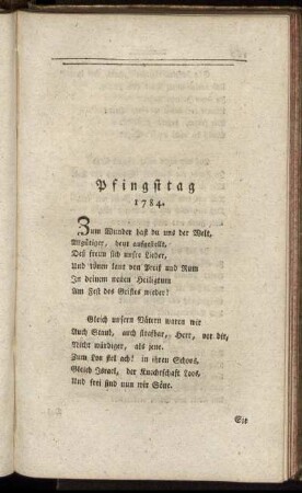 Pfingsttag 1784