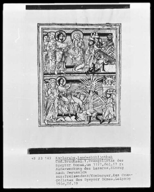Evangelistar des Speyrer Domes — Zwei Szenen aus dem Leben Jesu, Folio 17recto