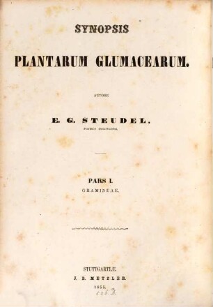 Synopsis plantarum glumacearum. 1, Synopsis plantarum graminearum