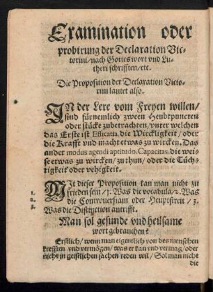 Die Proposition der Declaration Victorini lautet also.