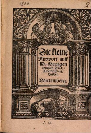 Die kleine Antwort auff H. Georgen nehestes Buch