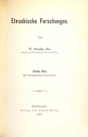 Etruskische Forschungen, 3. Die etruskischen Vornamen