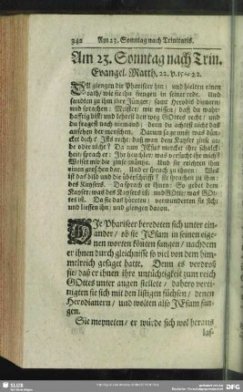 Am 23. Sonntag nach Trin. Evangel. Matth. 22. v. 15-22.