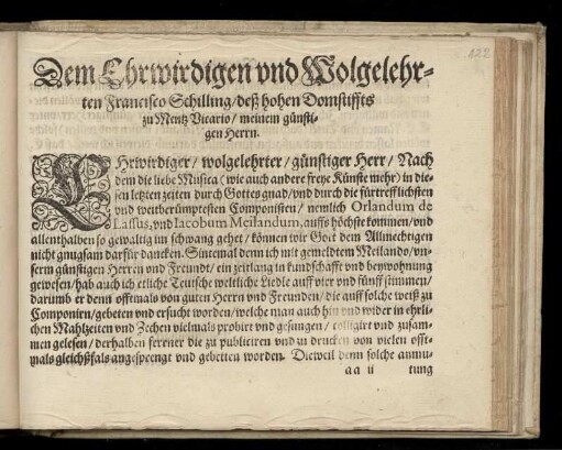 Dedikation an Franz Schilling, Vikar am Domstift zu Main, von Georg Rab