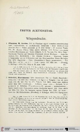Erster Auktionstag (Nr. 1-131)
