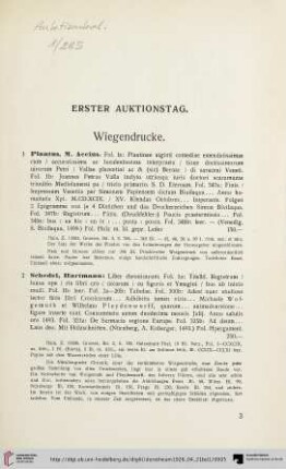 Erster Auktionstag (Nr. 1-131)