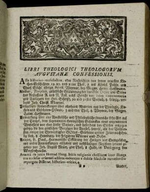 Libri Theologici Theologorvm Avgvstanæ Confessionis.