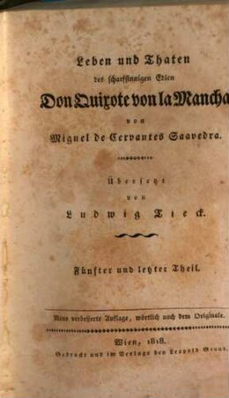 Leben und Thaten des scharfsinnigen Edlen Don Quixote von la Mancha, 5
