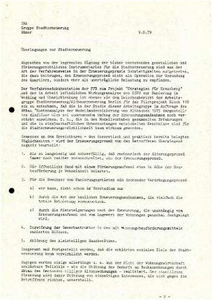 Arbeitspapier: Überlegungen zur               Stadterneuerung