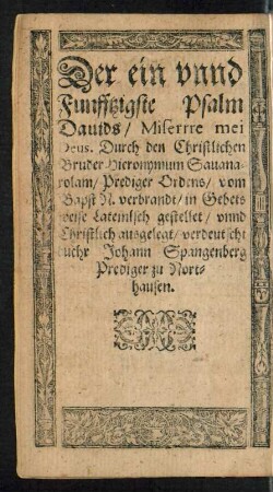 Der ein unnd Funfftzigste Psalm Davids/ Miserrre mei Deus.