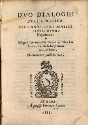 Dvo Dialoghi Della Mvsica