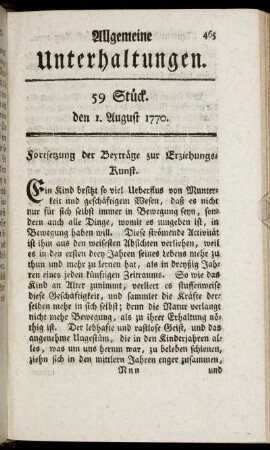 59 Stück. den 1. August 1770.