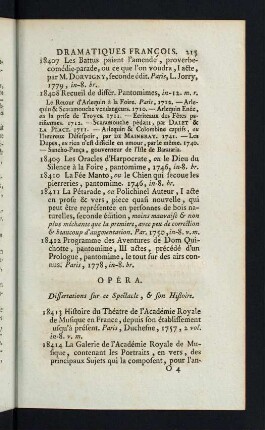 215-236, Opéra. Dissertations sur ce Spectacle, & son Histoire