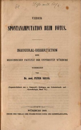 Ueber Spontanamputation beim Fötus