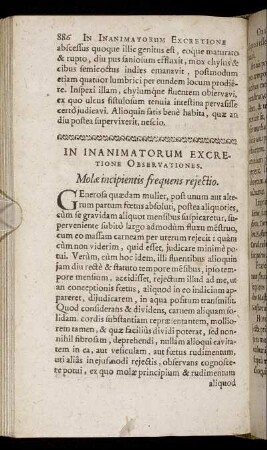 In Inanimatorum Excretione Observationes