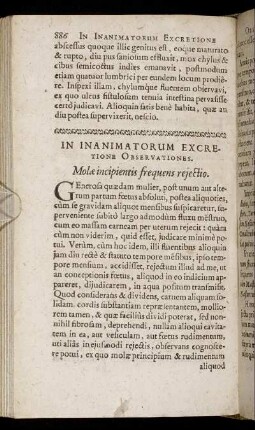 In Inanimatorum Excretione Observationes