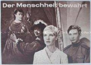 Werbeblatt zu dem sowjetischen Dokumentarfilm "Der Menschheit bewahrt" über die Rückgabe von Gemälden aus deutschen Museen an die DDR