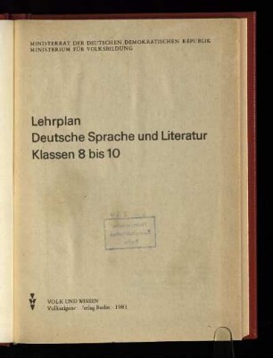 1981: Klassen 8 bis 10