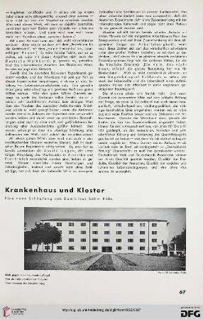 7: Krankenhaus und Kloster : eine neue Schöpfung von Dominikus Böhm, Köln