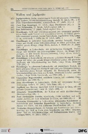 Waffen und Jagdgeräte (Nr. 679-708)