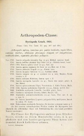 Die Myriopoden der österreichisch-ungarischen Monarchie : mit Bestimmungs-Tabellen aller bisher aufgestellten Myriopoden-Gattungen und zahlreichen, die morphologischen Verhältnisse dieser Thiere illustrirenden Abbildungen, 1. Die Chilopoden