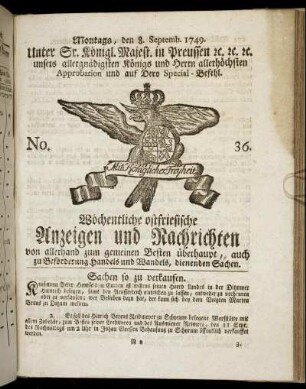 No. 36. Montags, den 8. Septemb. 1749.