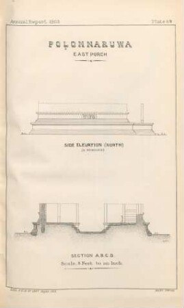 Plate 8B. Polonnaruwa. East porch. Side elevation (north) ...