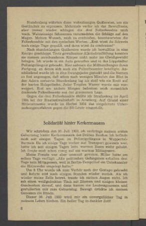 Solidarität hinter Kerkermauern