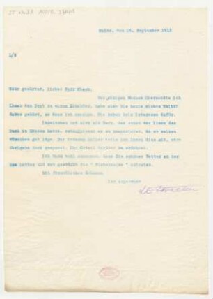 Brief an Fritz Fleck : 16.09.1913