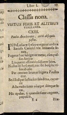 97-112, Classis nona. Virtus Feris Et Alitibus Veneranda.