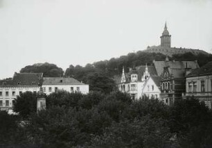 Siegburg, Stadtansicht : Siegburg. Stadtansicht mit Benediktinerabtei auf dem Michaelsberg von Nordwesten