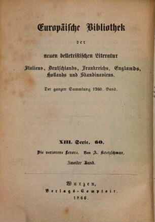 Die verlorene Lenore : Ein Roman vom Capitain Mayne Reid. In's Deutsche übertragen von A. Kretzschmar, 2 = 1260