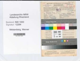 Entnazifizierung Werner Meisenberg, geb. 08.07.1887 (Landessekretaer)