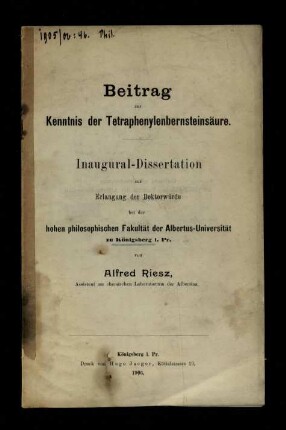 Beitrag zur Kenntnis der Tetraphenylenbernsteinsäure