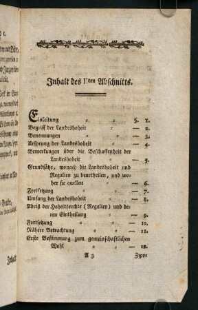 Inhalt des II-ten Abschnitts.