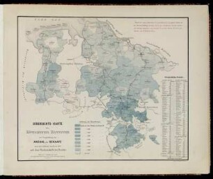 Uebersichts-Karte des Königreichs Hannover zur Vergleichung der Anzahl der Schaafe nach der Zählung vom Decbr. 1861 mit dem Flächeninhalte der Bezirke
