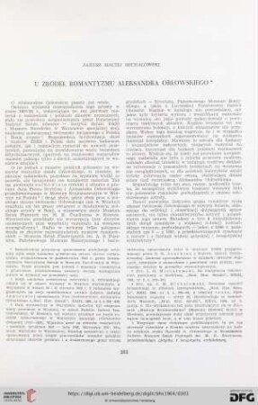 U źródeł romantyzmu Aleksandra Orłowskiego