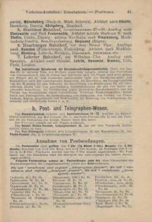 b. Post- und Telegraphen-Wesen