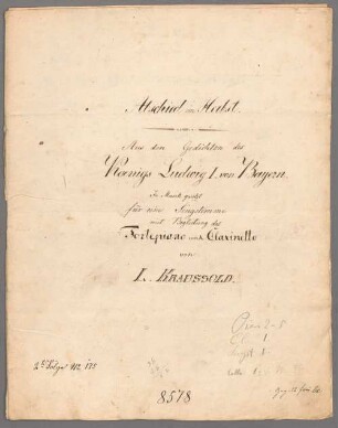 Abschied im Herbst; A; V, cl (vlc), pf - BSB Mus.Schott.Ha 8932-2